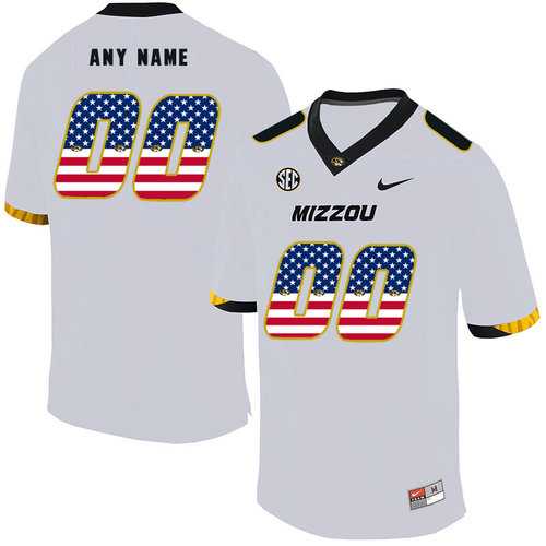 Mens Missouri Tigers Customized White USA Flag Nike College Football Jersey